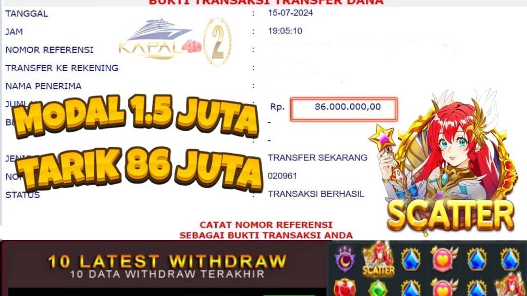 SELAMAT KEPADA MEMBER TERCINTA KAPAL4D2 USER : XXXBIAN28 YANG JP PADA PERMAINAN PRAGMATIK SLOT (STARLIGHT PRINCESS 1000) DI TANGGAL 15 JULI 2024 DENGAN TOTAL KEMENANGAN = 89.115.200